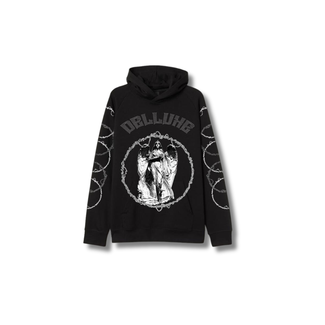 ANGEL RHINESTONE HOODIE (BLACK)